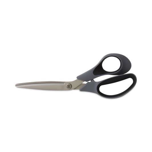 TRU RED Non-Stick Titanium-Coated Scissors, 8" Long, 3.86" Cut Length, Offset Gray/Black Handle, Gun-Metal Gray Blades (24380498)