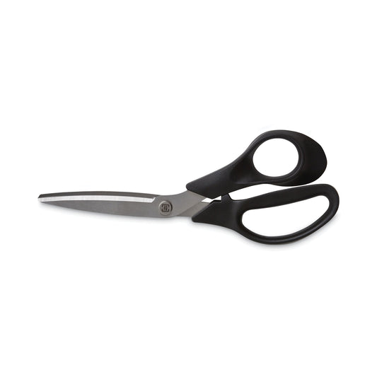 TRU RED Stainless Steel Scissors, 8" Long, 3.58" Cut Length, Offset Black Handle (24380513)