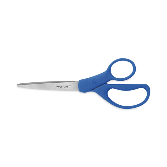 Westcott Preferred Line Stainless Steel Scissors, 8" Long, 3.5" Cut Length, Straight Blue Handle, 2/Pack (15452)