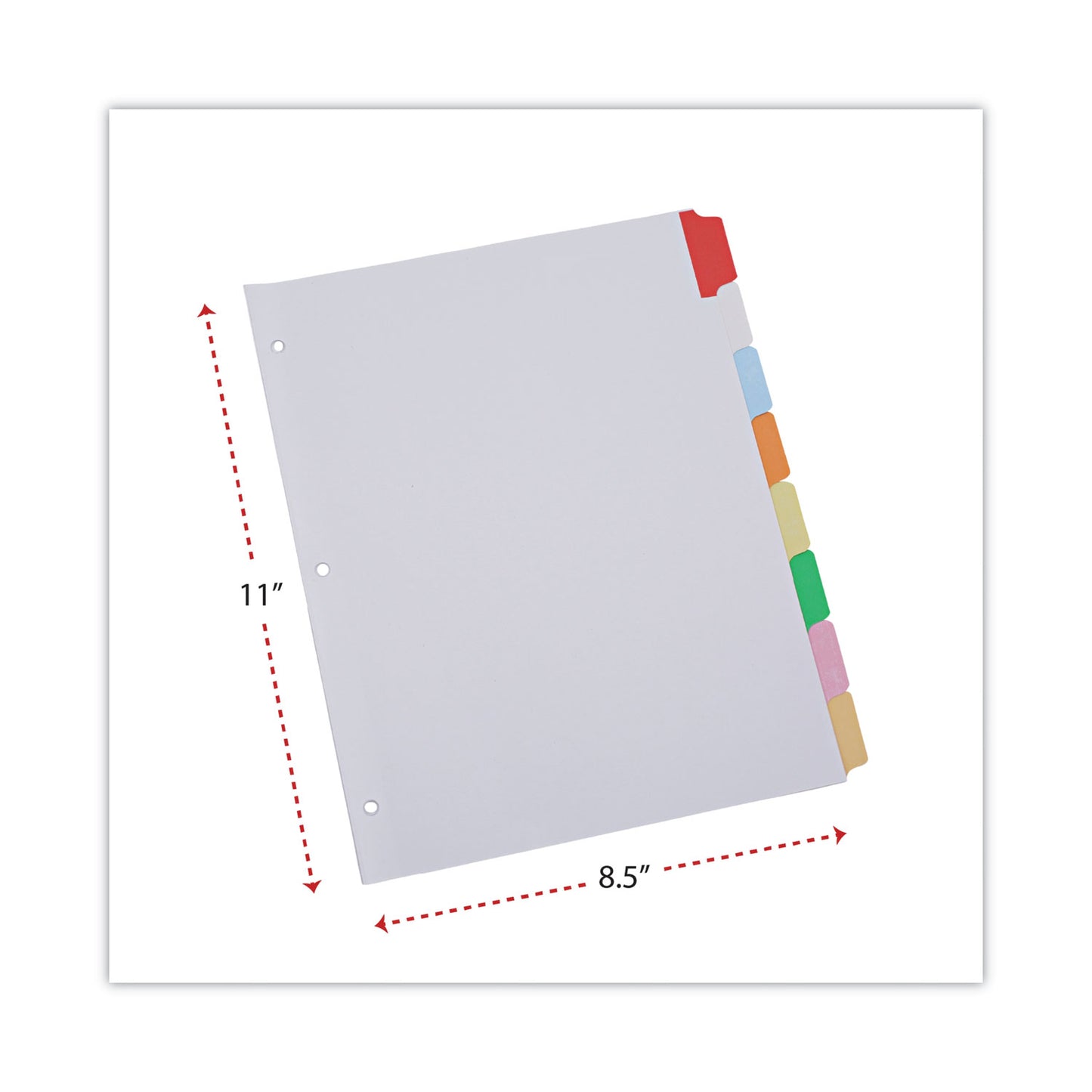 Universal Deluxe Write-On/Erasable Tab Index, 8-Tab, 11 x 8.5, White, Assorted Tabs, 1 Set (20819)