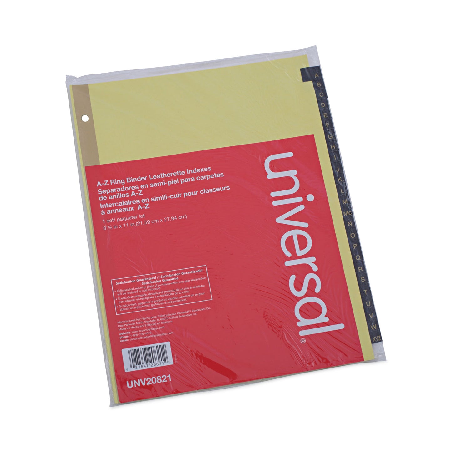 Universal Deluxe Preprinted Simulated Leather Tab Dividers with Gold Printing, 25-Tab, A to Z, 11 x 8.5, Buff, 1 Set (20821)