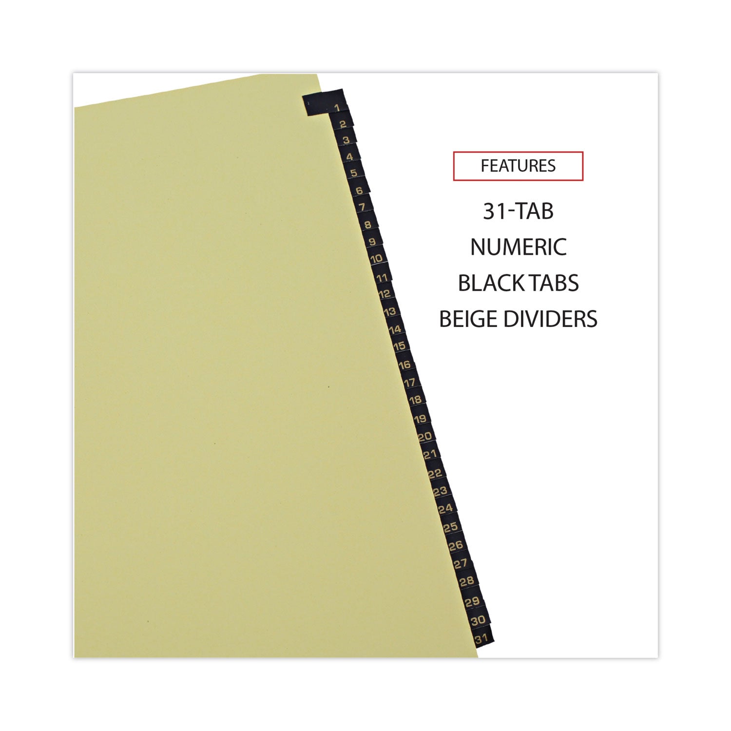 Universal Deluxe Preprinted Simulated Leather Tab Dividers with Gold Printing, 31-Tab, 1 to 31, 11 x 8.5, Buff, 1 Set (20822)