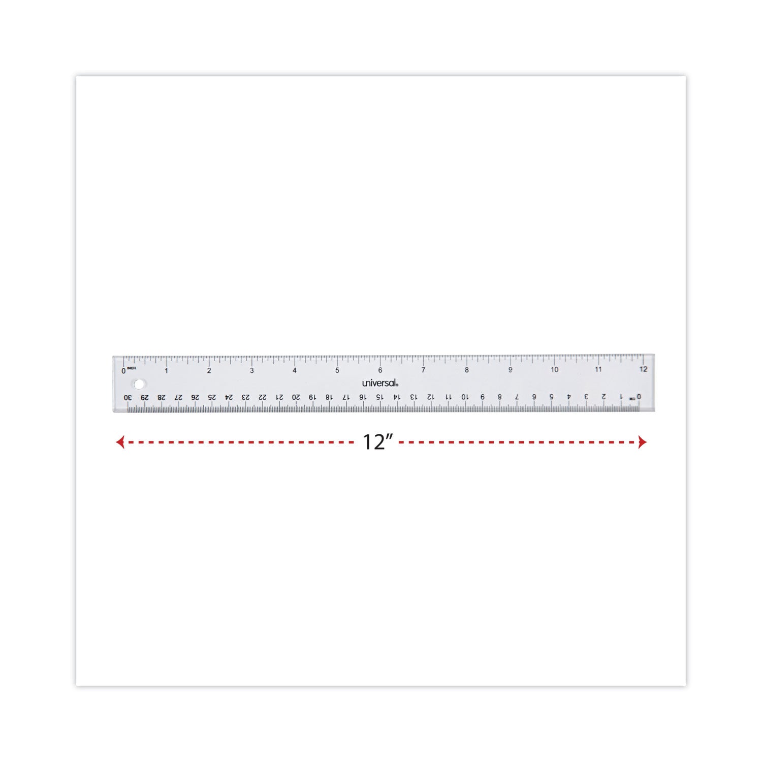 Universal Clear Plastic Ruler, Standard/Metric, 12" Long, Clear (59022)