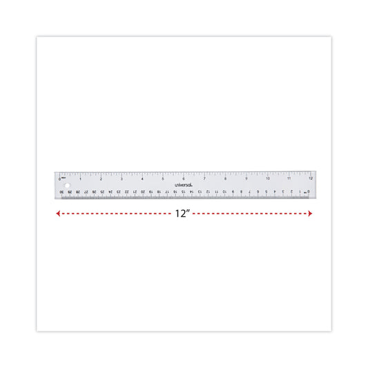 Universal Clear Plastic Ruler, Standard/Metric, 12" Long, Clear (59022)