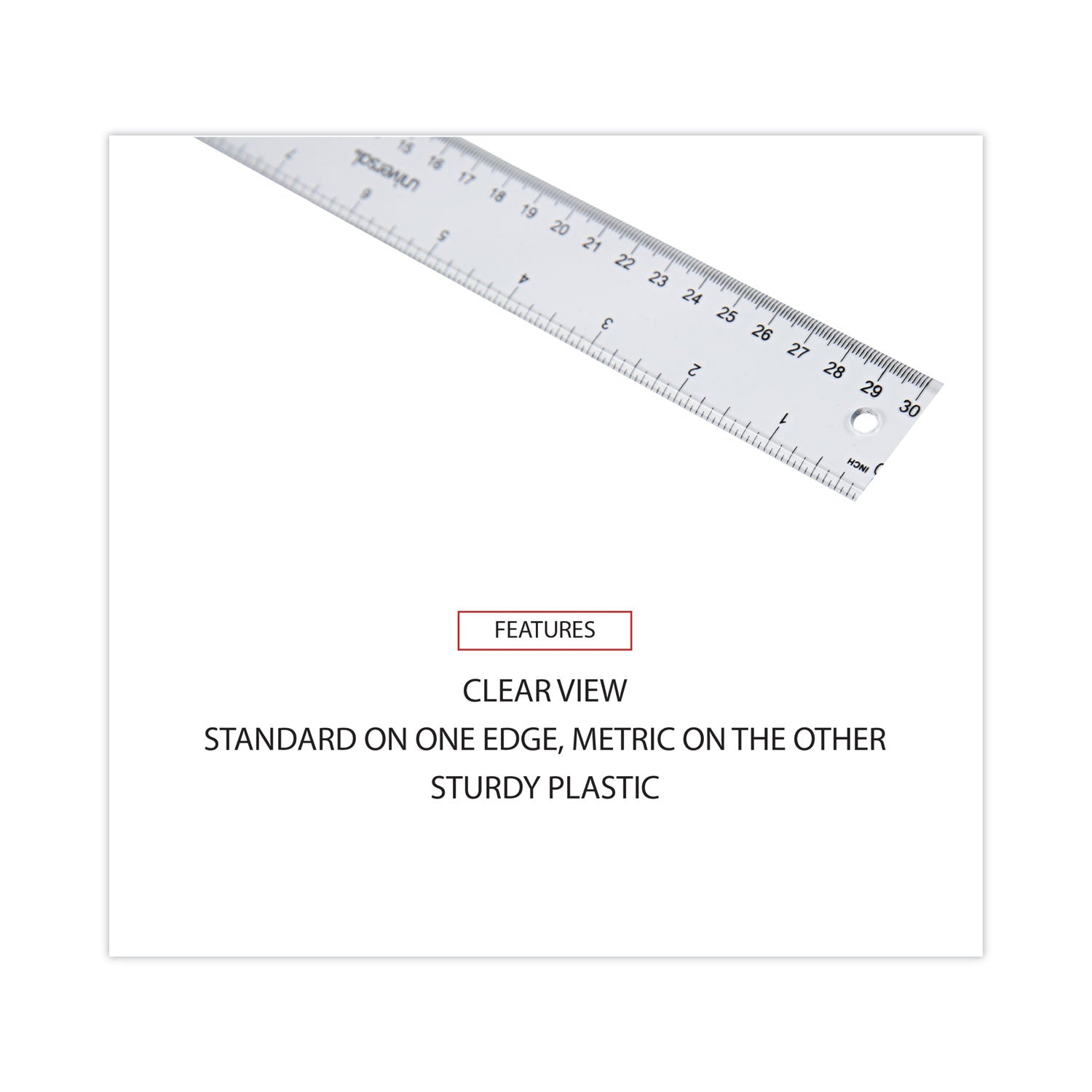 Universal Clear Plastic Ruler, Standard/Metric, 12" Long, Clear (59022)