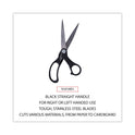 Universal Stainless Steel Office Scissors, 8.5" Long, 3.75" Cut Length, Offset Black Handle (92010)