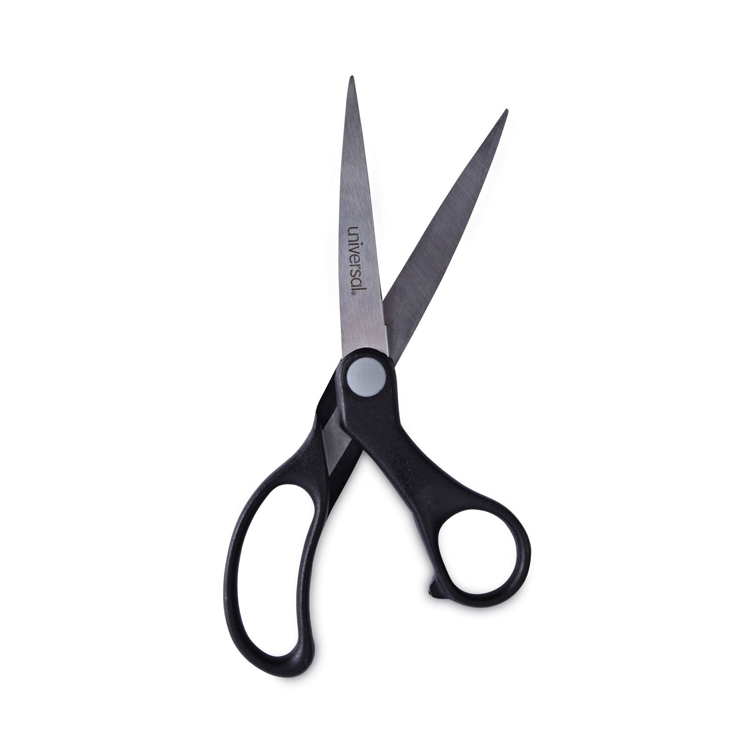 Universal Stainless Steel Office Scissors, 8.5" Long, 3.75" Cut Length, Offset Black Handle (92010)