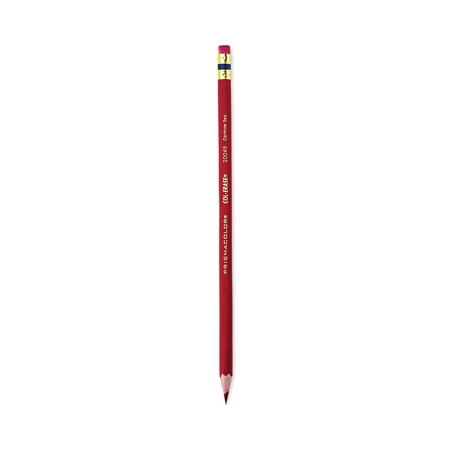 Prismacolor Col-Erase Pencil with Eraser, 0.7 mm, 2B, Carmine Red Lead, Carmine Red Barrel, Dozen (20045)