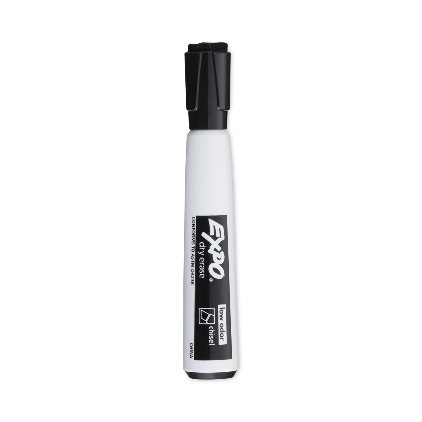 EXPO Magnetic Dry Erase Marker, Broad Chisel Tip, Black, 4/Pack (1944729)