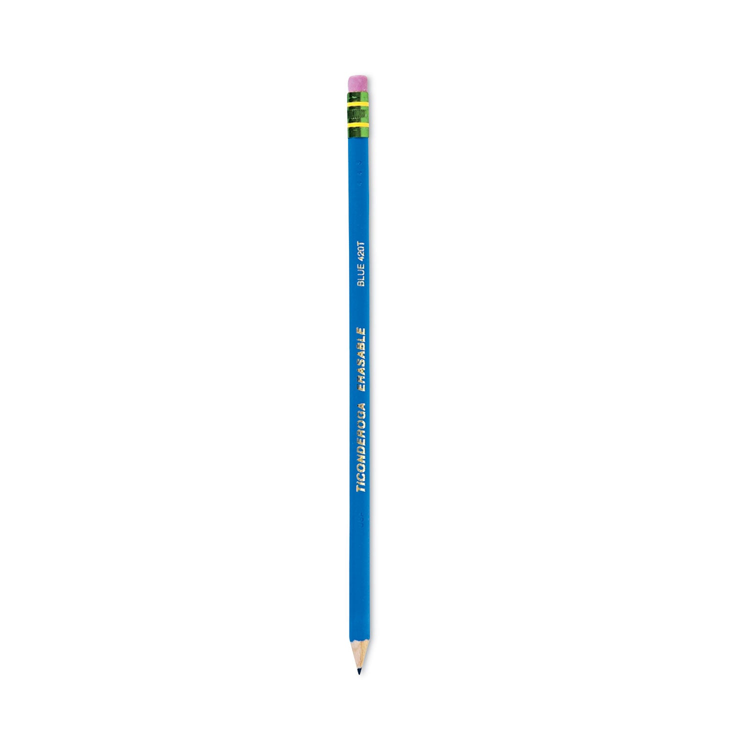 Ticonderoga Erasable Colored Pencils, 2.6 mm, 2B, Blue Lead, Blue Barrel, Dozen (14209)