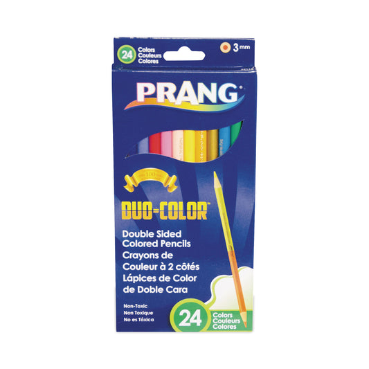 Prang Duo-Color Colored Pencil Sets, 3 mm, 2B, Assorted Lead and Barrel Colors, Dozen (22112)