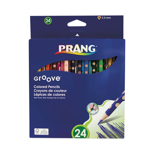 Prang Groove Colored Pencils, 3.3 mm, 2B, Assorted Lead and Barrel Colors, 24/Pack (28124)