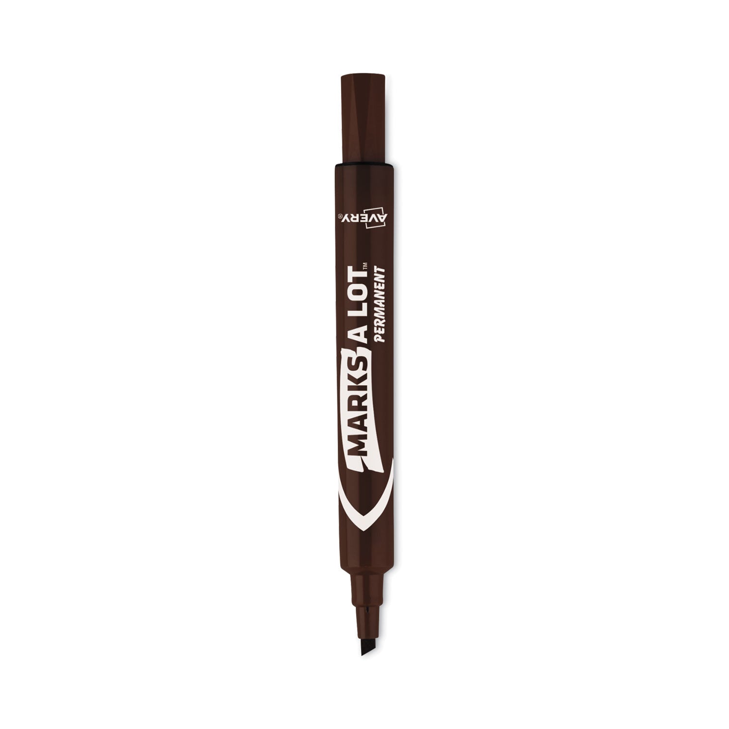 Avery MARKS A LOT Large Desk-Style Permanent Marker, Broad Chisel Tip, Brown, Dozen (8881) (08881)