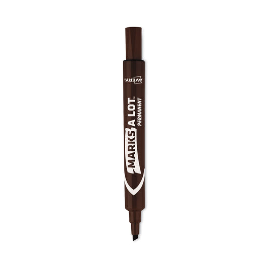 Avery MARKS A LOT Large Desk-Style Permanent Marker, Broad Chisel Tip, Brown, Dozen (8881) (08881)