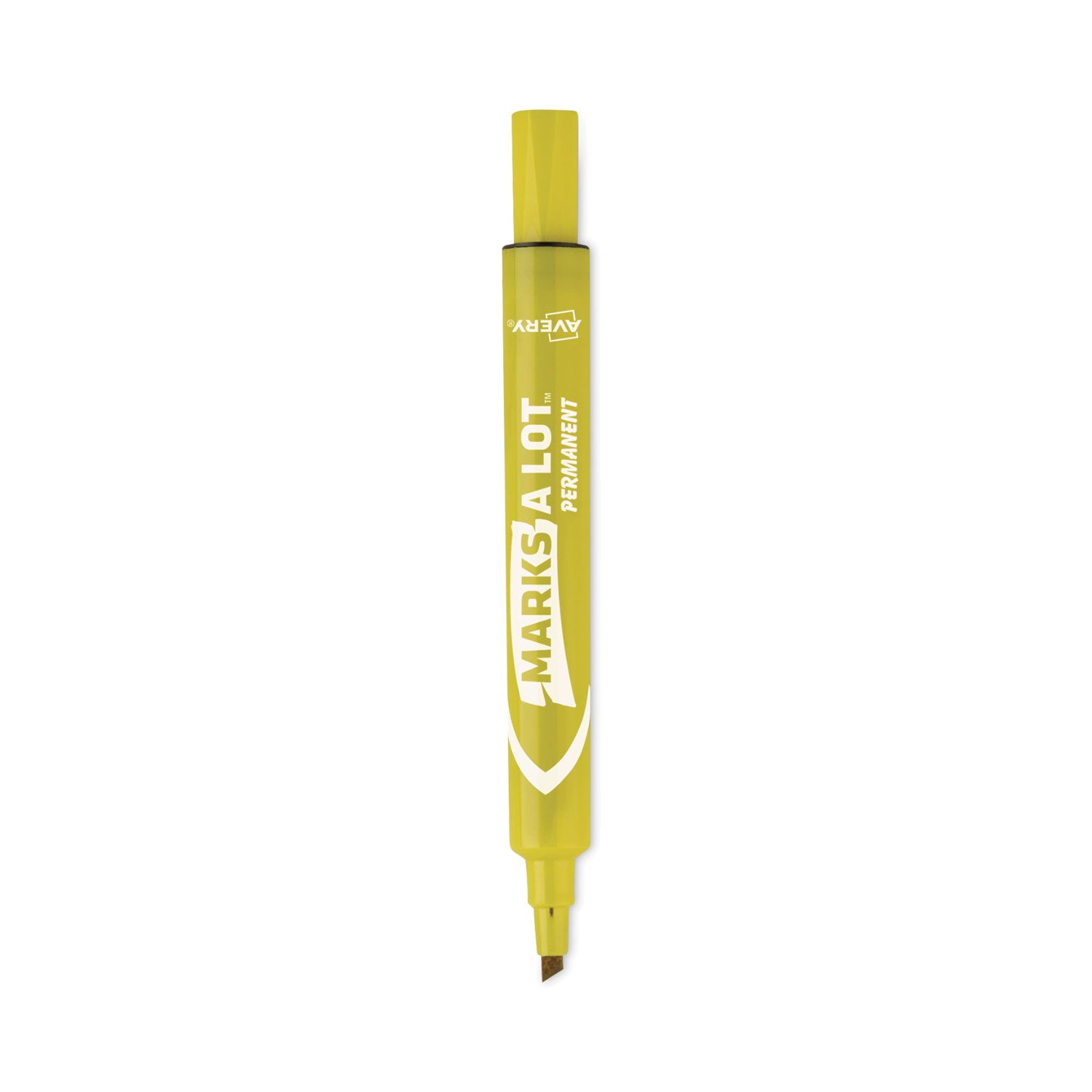 Avery MARKS A LOT Large Desk-Style Permanent Marker, Broad Chisel Tip, Yellow, Dozen (8882) (08882)