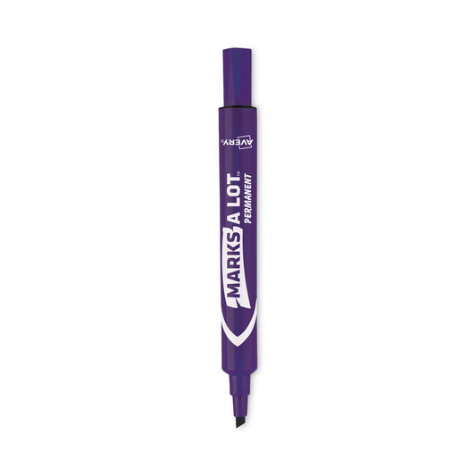Avery MARKS A LOT Large Desk-Style Permanent Marker, Broad Chisel Tip, Purple, Dozen (8884) (08884)