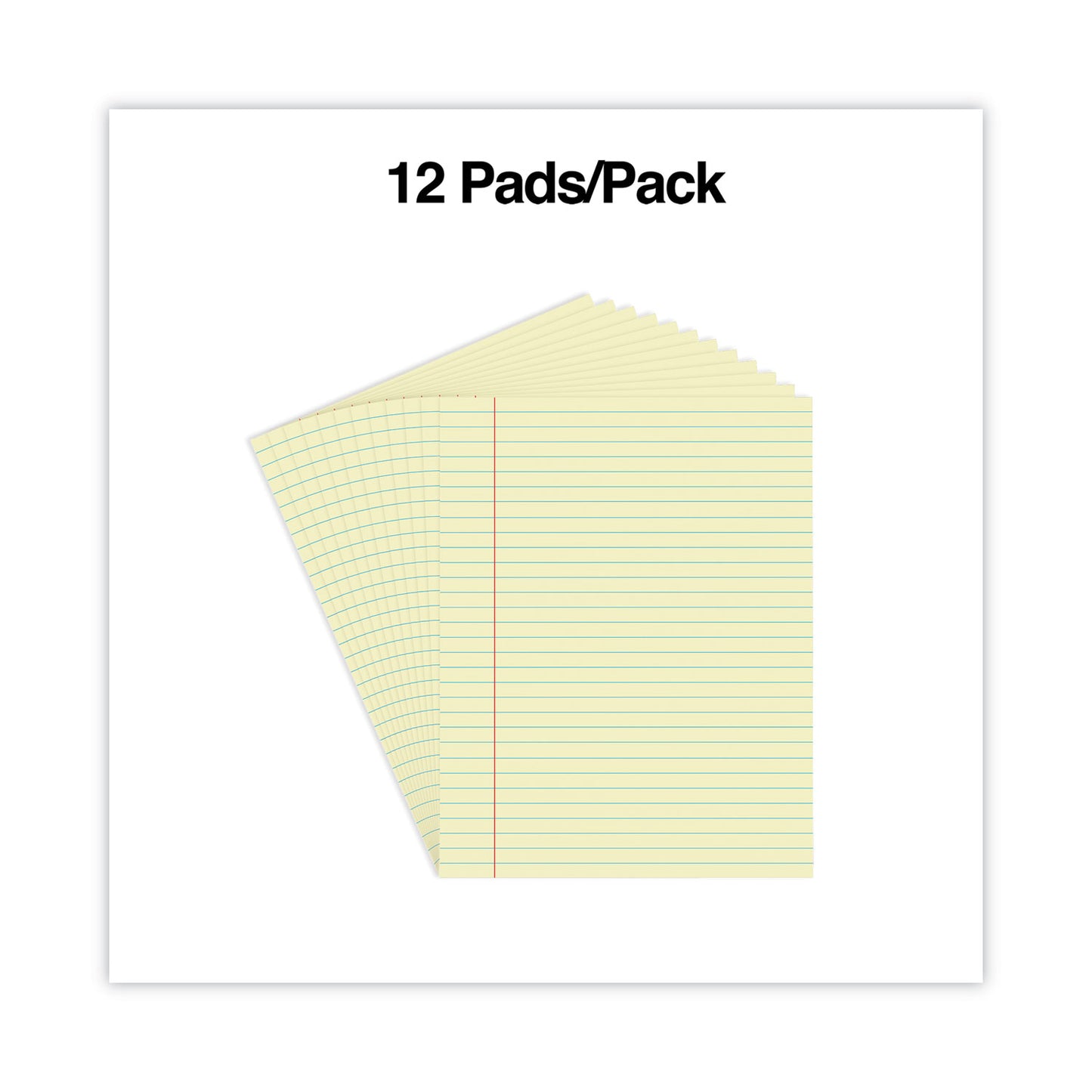 Universal Glue Top Pads, Wide/Legal Rule, 50 Canary-Yellow 8.5 x 11 Sheets, Dozen (22000)