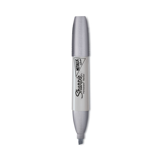 Sharpie Metallic Chisel Tip Permanent Marker, Medium Chisel Tip, Silver, Dozen (2089638)