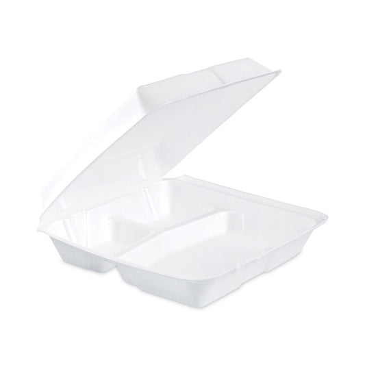 Dart Insulated Foam Hinged Lid Containers, 3-Compartment, 9.3 x 9.5 x 3, White, 200/Pack, 2 Packs/Carton (95HT3)