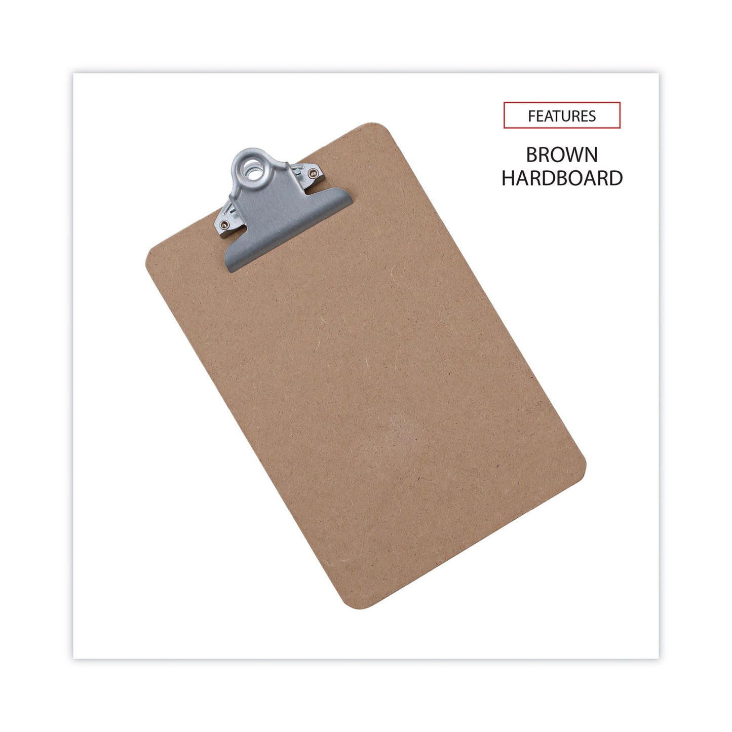 Universal Hardboard Clipboard, 0.75" Clip Capacity, Holds 5 x 8 Sheets, Brown (05610)