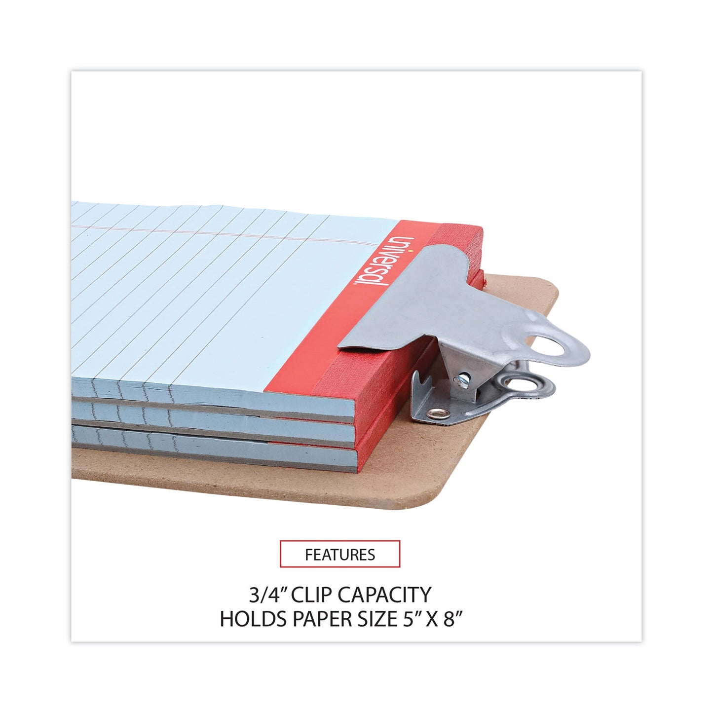 Universal Hardboard Clipboard, 0.75" Clip Capacity, Holds 5 x 8 Sheets, Brown, 3/Pack (05610VP)