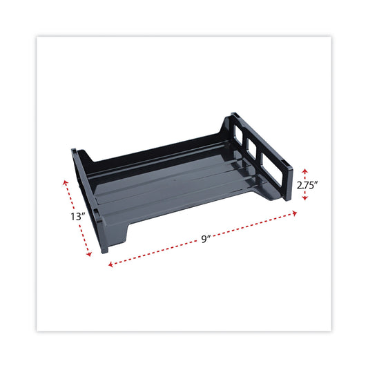 Universal Recycled Plastic Side Load Desk Trays, 2 Sections, Letter Size Files, 13" x 9" x 2.75", Black (08100)