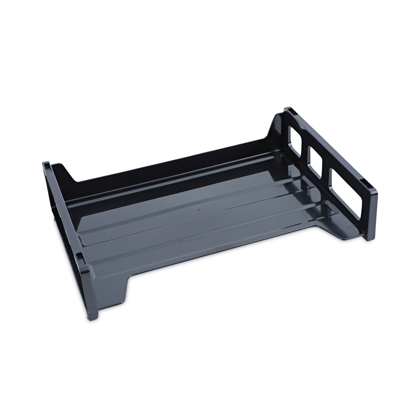 Universal Recycled Plastic Side Load Desk Trays, 2 Sections, Letter Size Files, 13" x 9" x 2.75", Black (08100)