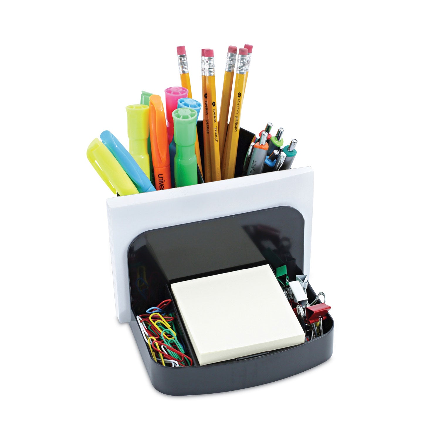 Universal Deluxe Message Center, 6 Compartments, Plastic, 5.5 x 6.75 x 5, Black (08110)