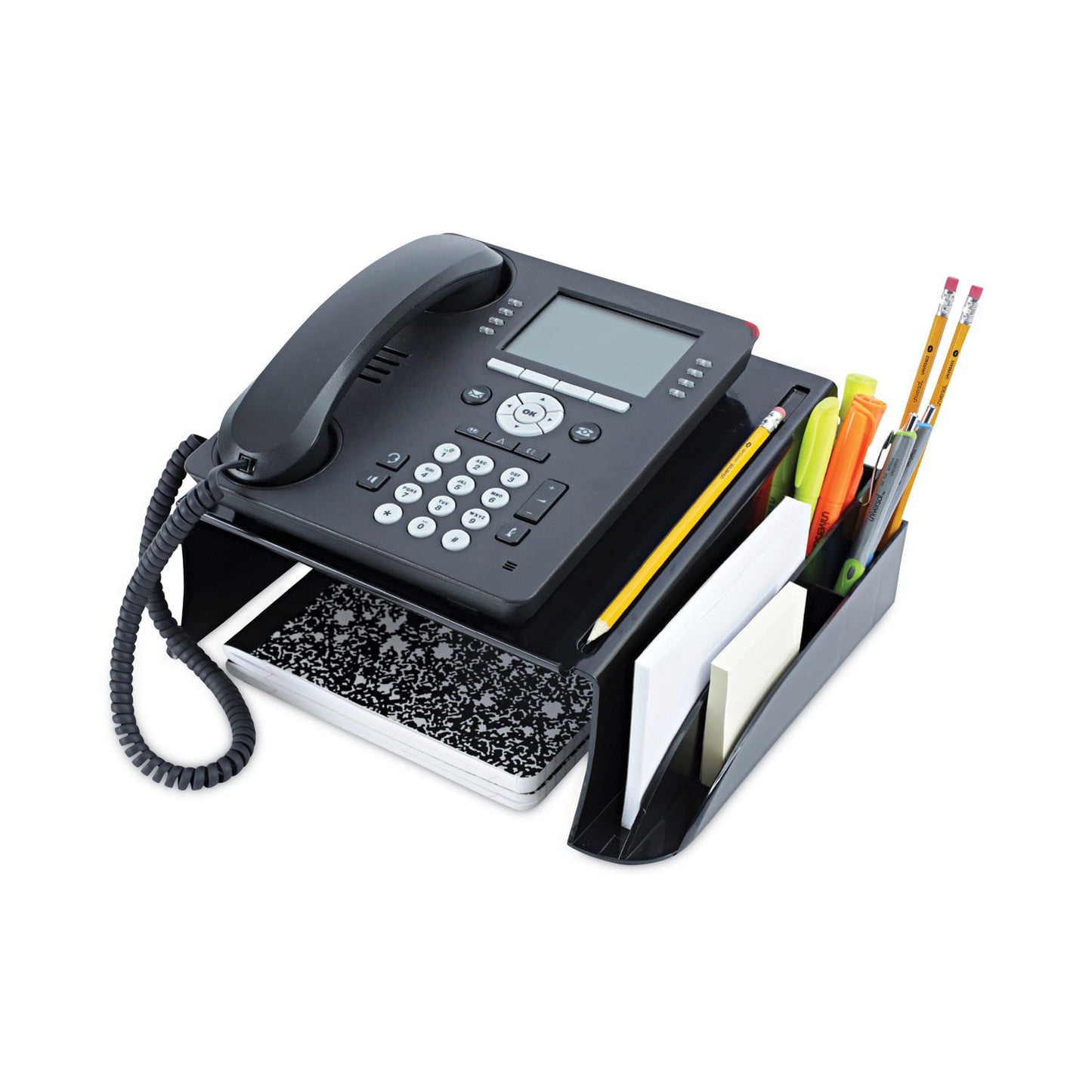 Universal Recycled Telephone Stand and Message Center, 12.25 x 10.5 x 5.25, Black (08116)