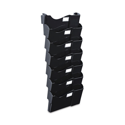 Universal Grande Central Filing System, 7 Sections, Legal/Letter Size, Wall Mount, 16" x 4.75" x 38.25", Black, 7/Pack (08174)