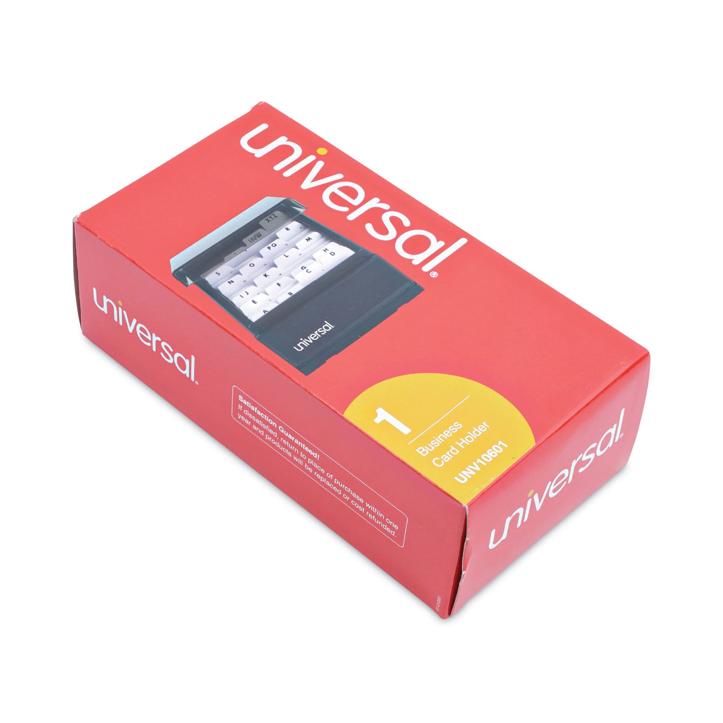 Universal Business Card File, Holds 600 2 x 3.5 Cards, 4.25 x 8.25 x 2.5, Metal/Plastic, Black (10601)