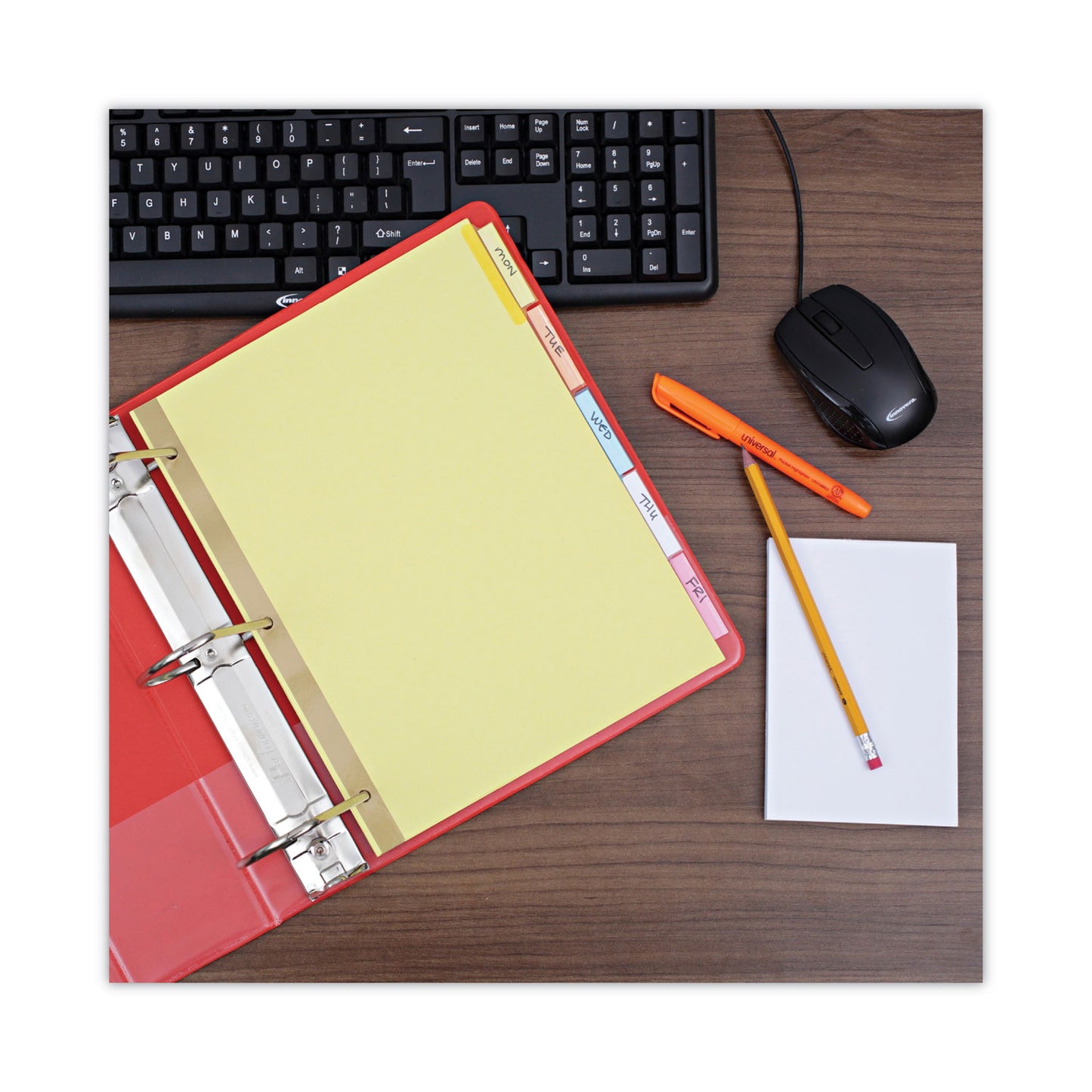 Universal Deluxe Extended Insertable Tab Indexes, 5-Tab, 11 x 8.5, Buff, Assorted tabs, 24 Sets (20860)