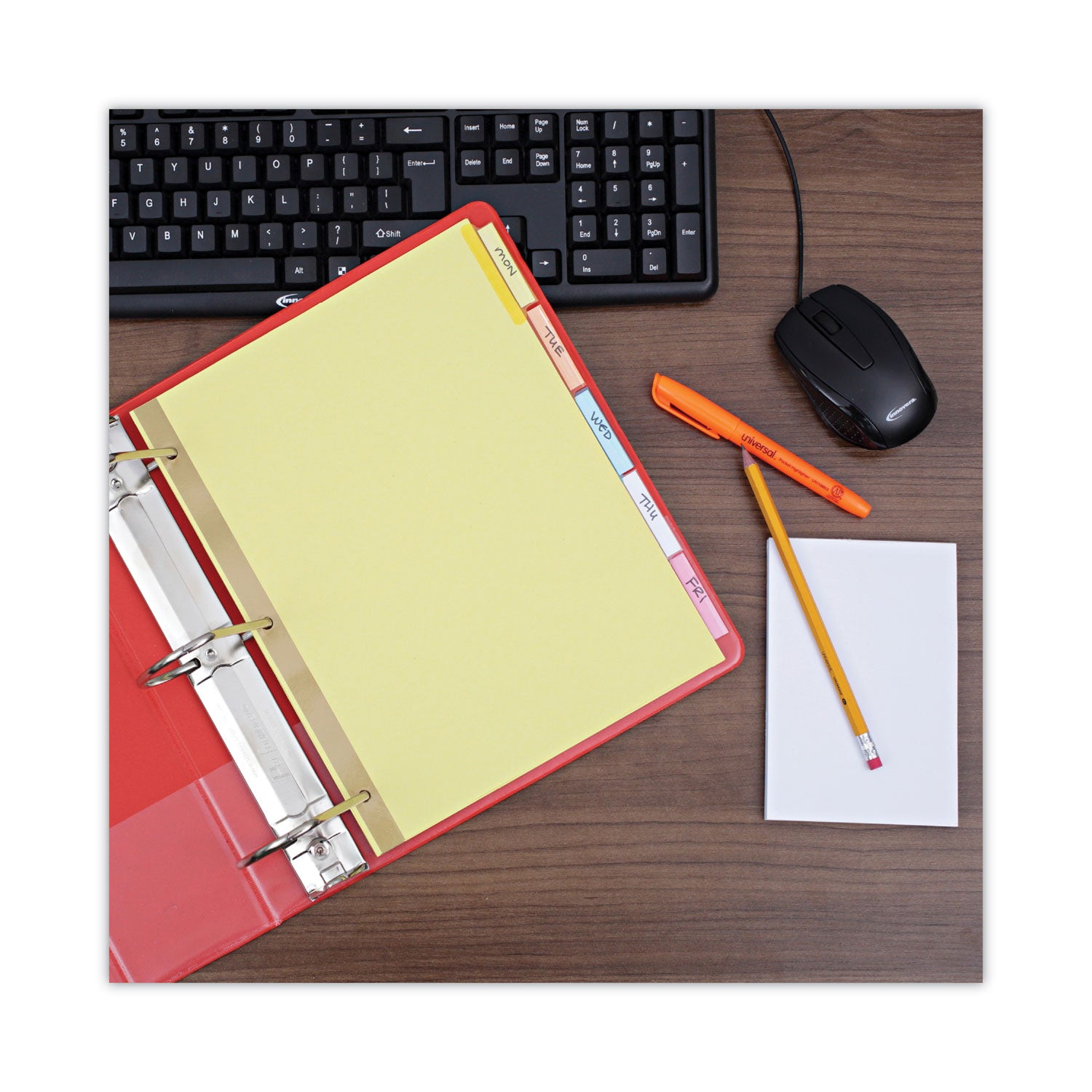 Universal Deluxe Extended Insertable Tab Indexes, 5-Tab, 11 x 8.5, Buff, Assorted tabs, 24 Sets (20860)