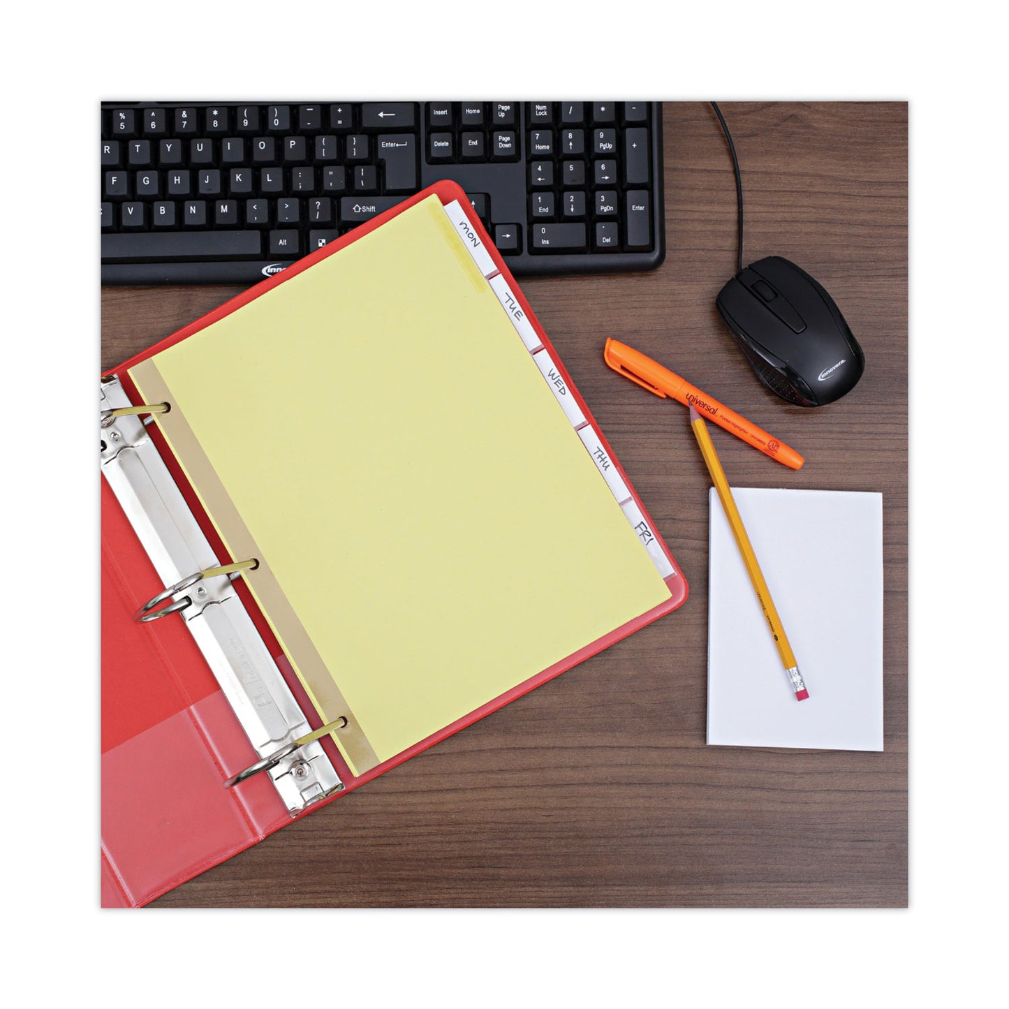 Universal Deluxe Extended Insertable Tab Indexes, 5-Tab, 11 x 8.5, Buff, Clear Tabs, 24 Sets (20861)