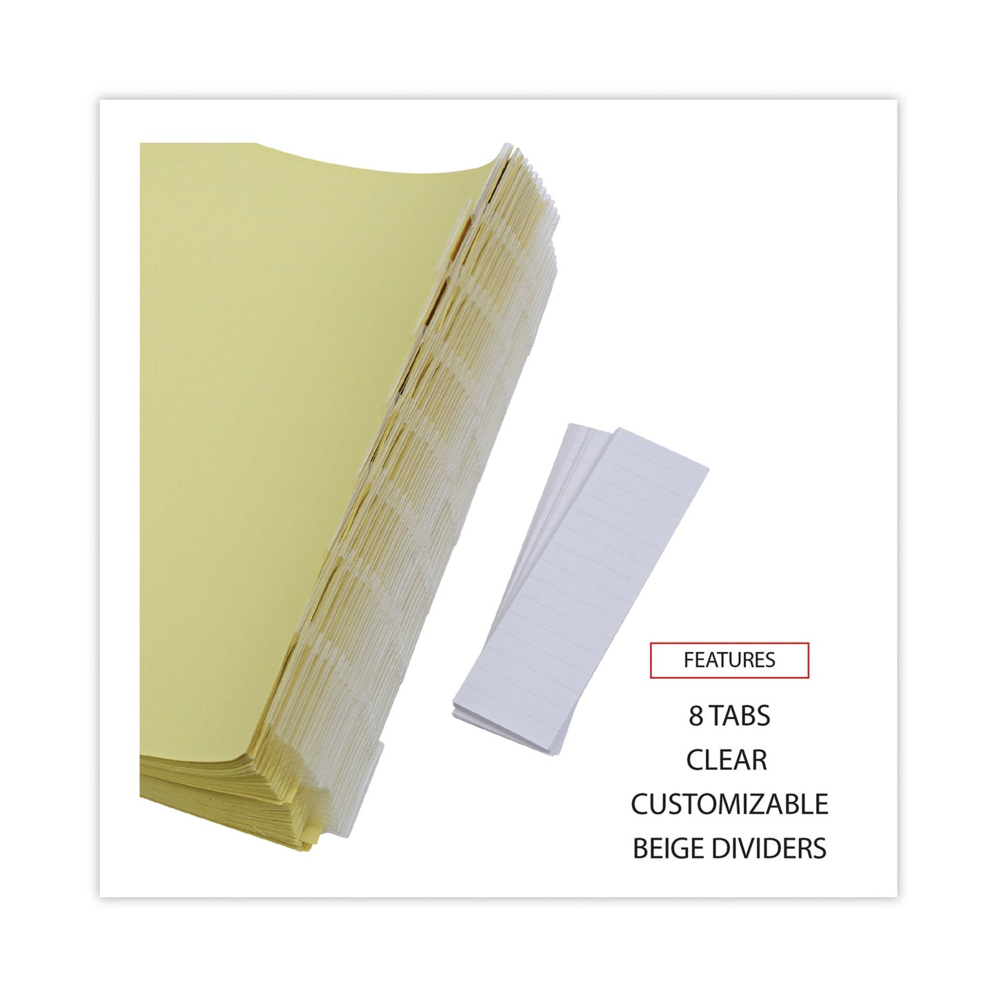 Universal Deluxe Extended Insertable Tab Indexes, 8-Tab, 11 x 8.5, Buff, Clear Tabs, 24 Sets (20891)