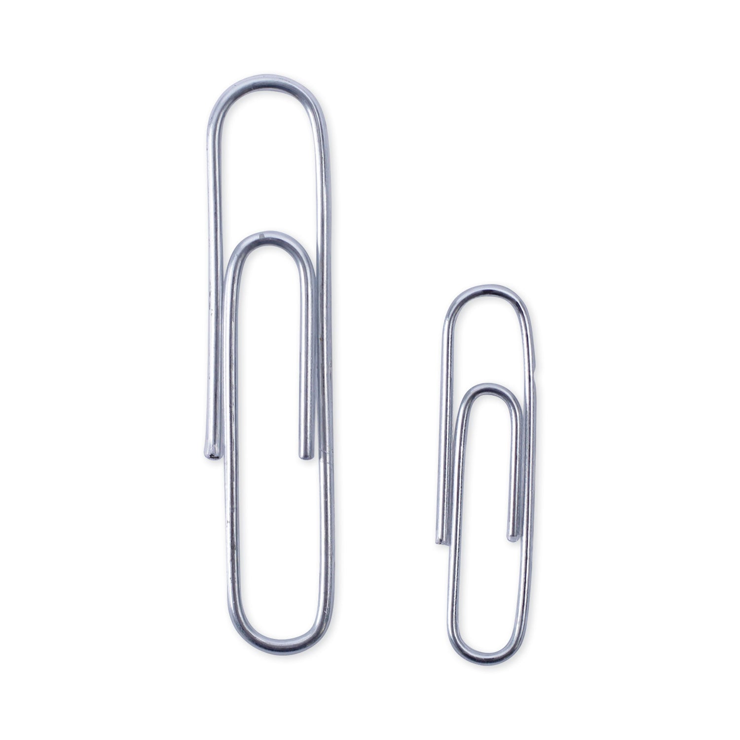 Universal Plastic-Coated Paper Clips with Two-Compartment Dispenser Tub, (750) #2 Clips, (250) Jumbo Clips, Silver (21001)