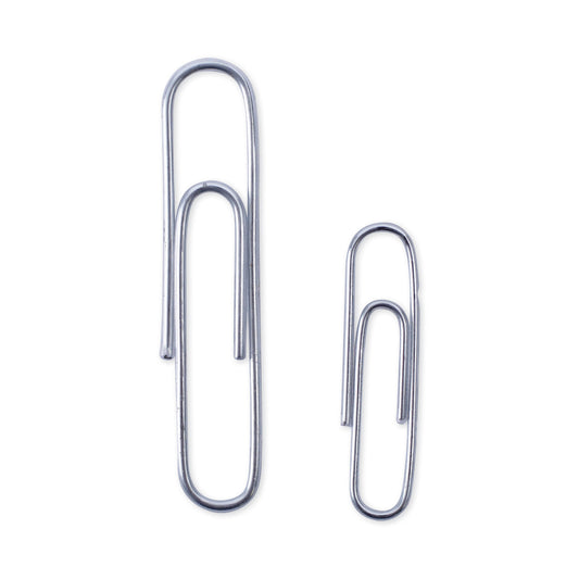 Universal Plastic-Coated Paper Clips with Two-Compartment Dispenser Tub, (750) #2 Clips, (250) Jumbo Clips, Silver (21001)