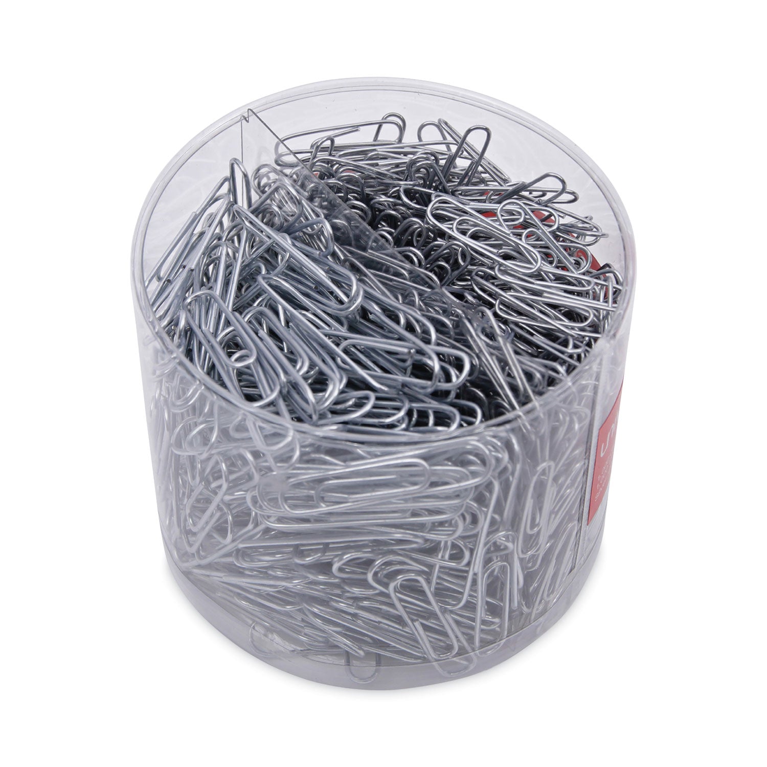 Universal Plastic-Coated Paper Clips with Two-Compartment Dispenser Tub, (750) #2 Clips, (250) Jumbo Clips, Silver (21001)