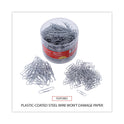 Universal Plastic-Coated Paper Clips with Two-Compartment Dispenser Tub, (750) #2 Clips, (250) Jumbo Clips, Silver (21001)