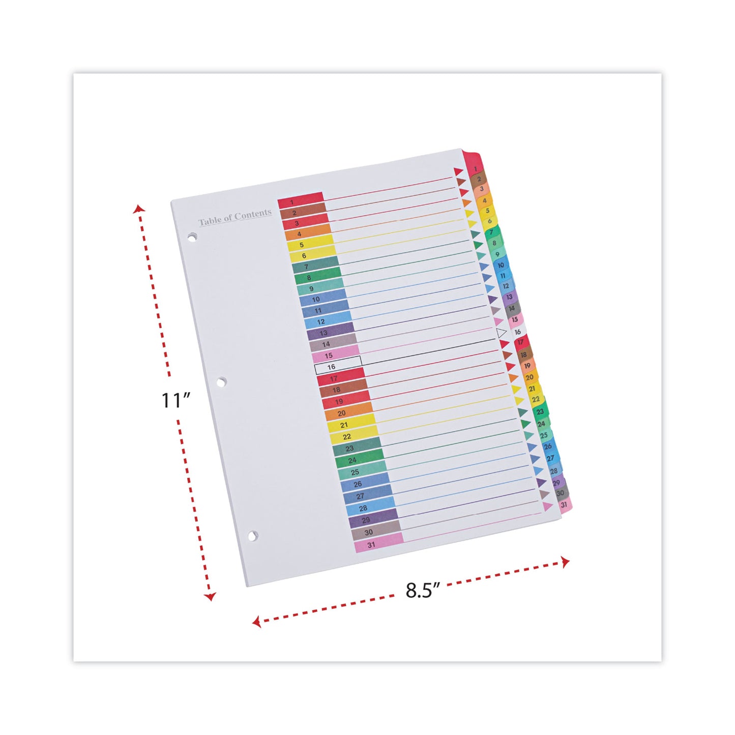 Universal Deluxe Table of Contents Dividers for Printers, 31-Tab, 1 to 31, 11 x 8.5, White, 1 Set (24814)