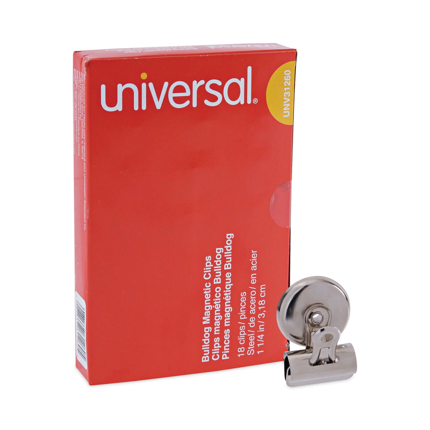 Universal Bulldog Magnetic Clips, Small, Nickel, 18/Pack (31260)