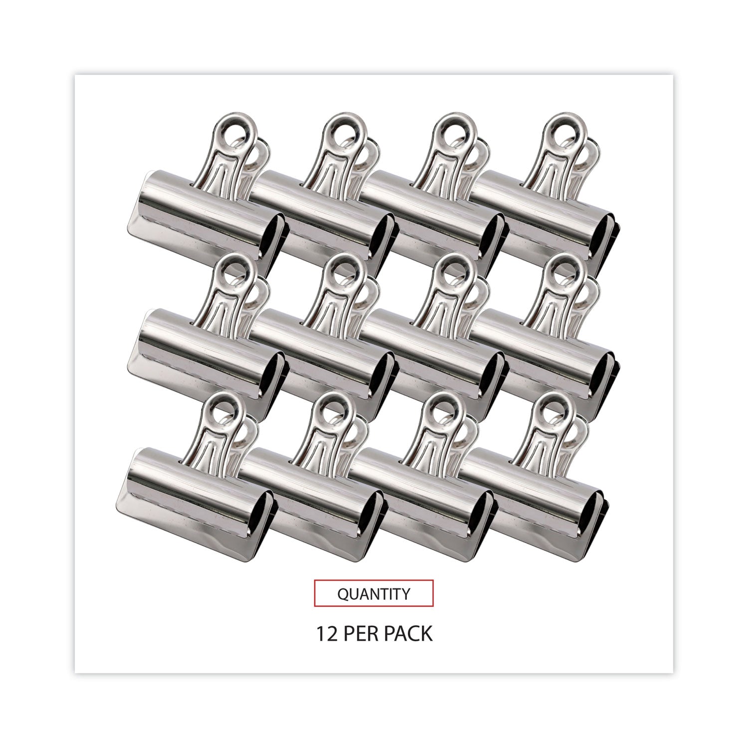 Universal Bulldog Clips, Jumbo, Nickel, 12/Pack (31266)