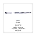 Universal Gel Pen, Stick, Medium 0.7 mm, Black Ink, Silver/Black Barrel, Dozen (39620)