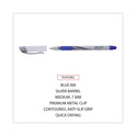 Universal Gel Pen, Stick, Medium 0.7 mm, Blue Ink, Silver/Blue Barrel, Dozen (39621)