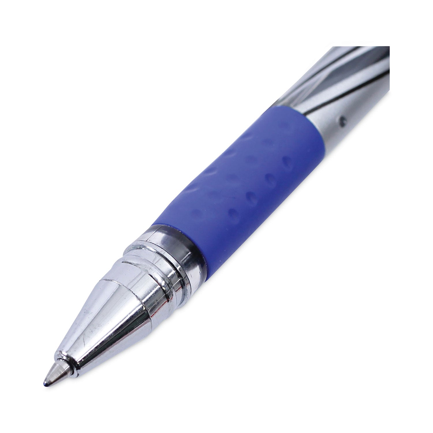 Universal Gel Pen, Stick, Medium 0.7 mm, Blue Ink, Silver/Blue Barrel, Dozen (39621)