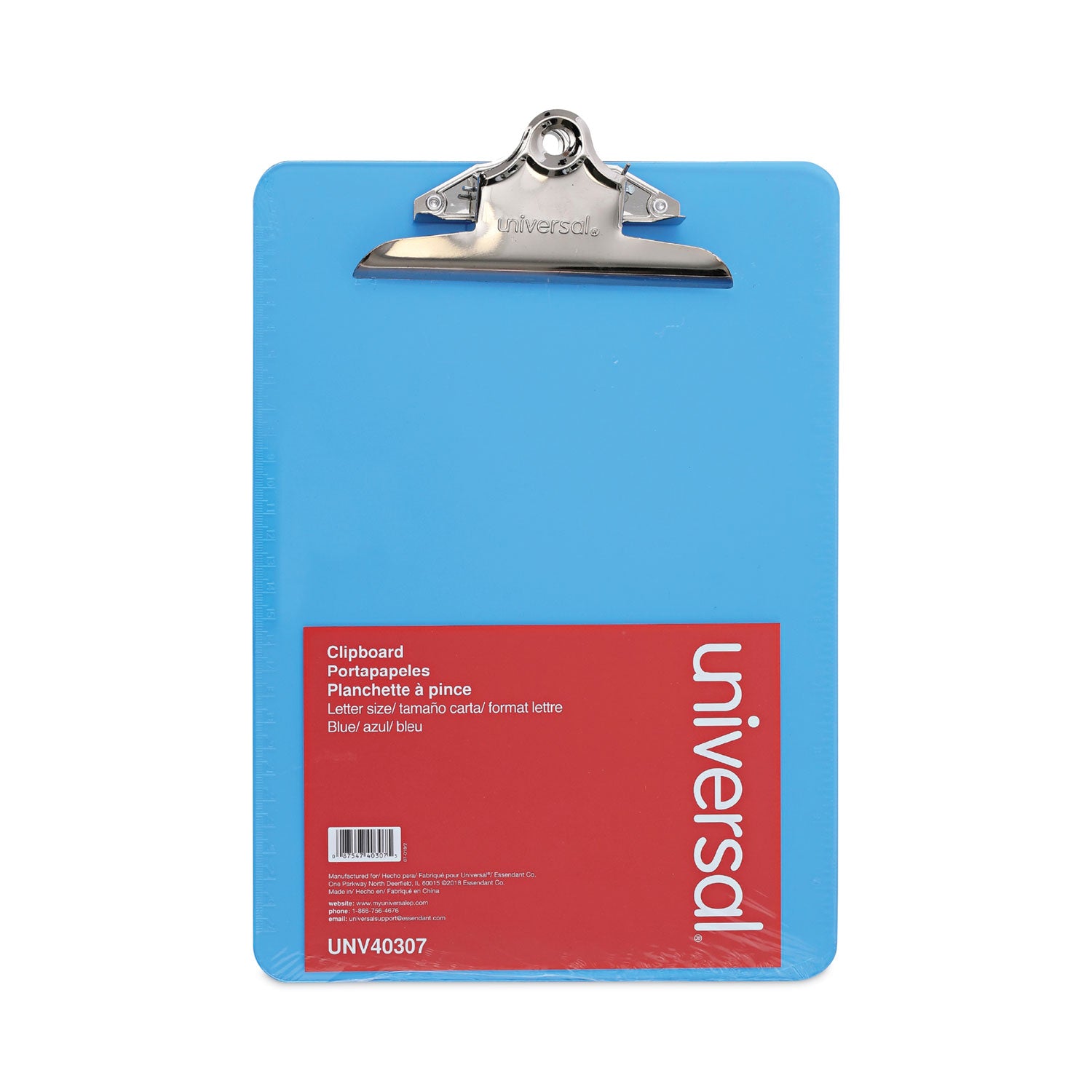 Universal Plastic Clipboard with High Capacity Clip, 1.25" Clip Capacity, Holds 8.5 x 11 Sheets, Translucent Blue (40307)