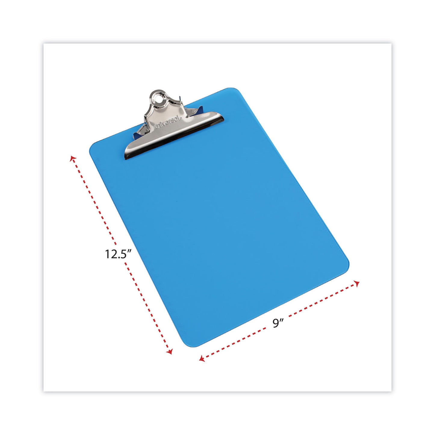 Universal Plastic Clipboard with High Capacity Clip, 1.25" Clip Capacity, Holds 8.5 x 11 Sheets, Translucent Blue (40307)