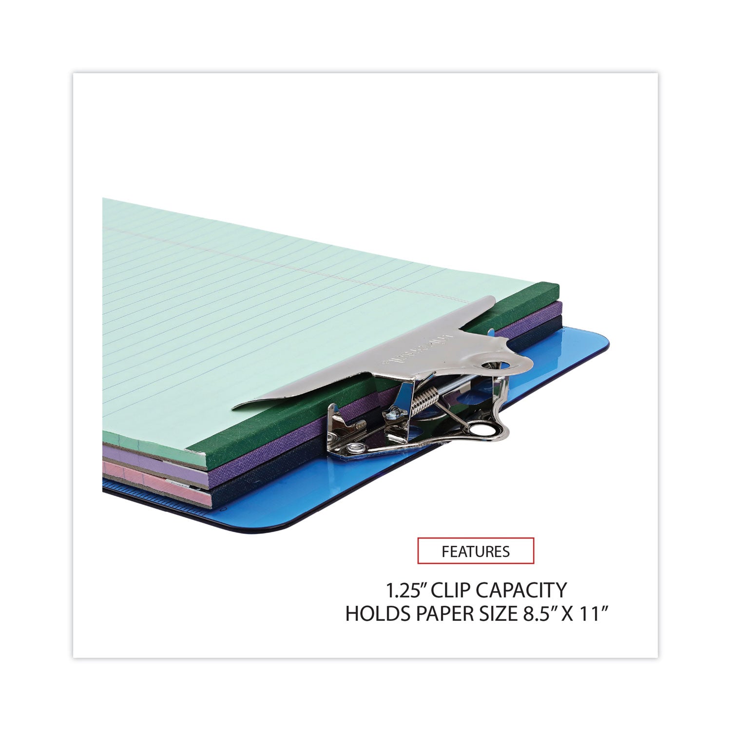 Universal Plastic Clipboard with High Capacity Clip, 1.25" Clip Capacity, Holds 8.5 x 11 Sheets, Translucent Blue (40307)