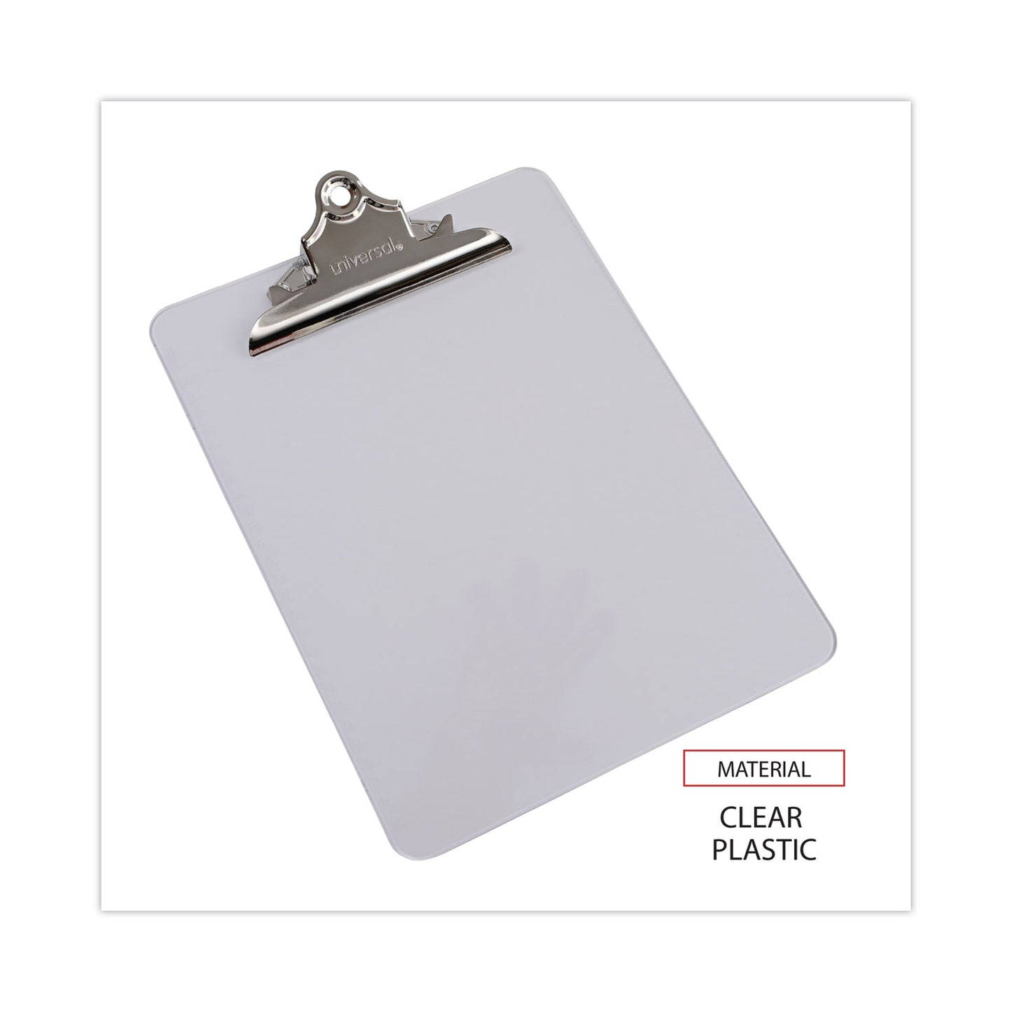 Universal Plastic Clipboard with High Capacity Clip, 1.25" Clip Capacity, Holds 8.5 x 11 Sheets, Clear (40308)