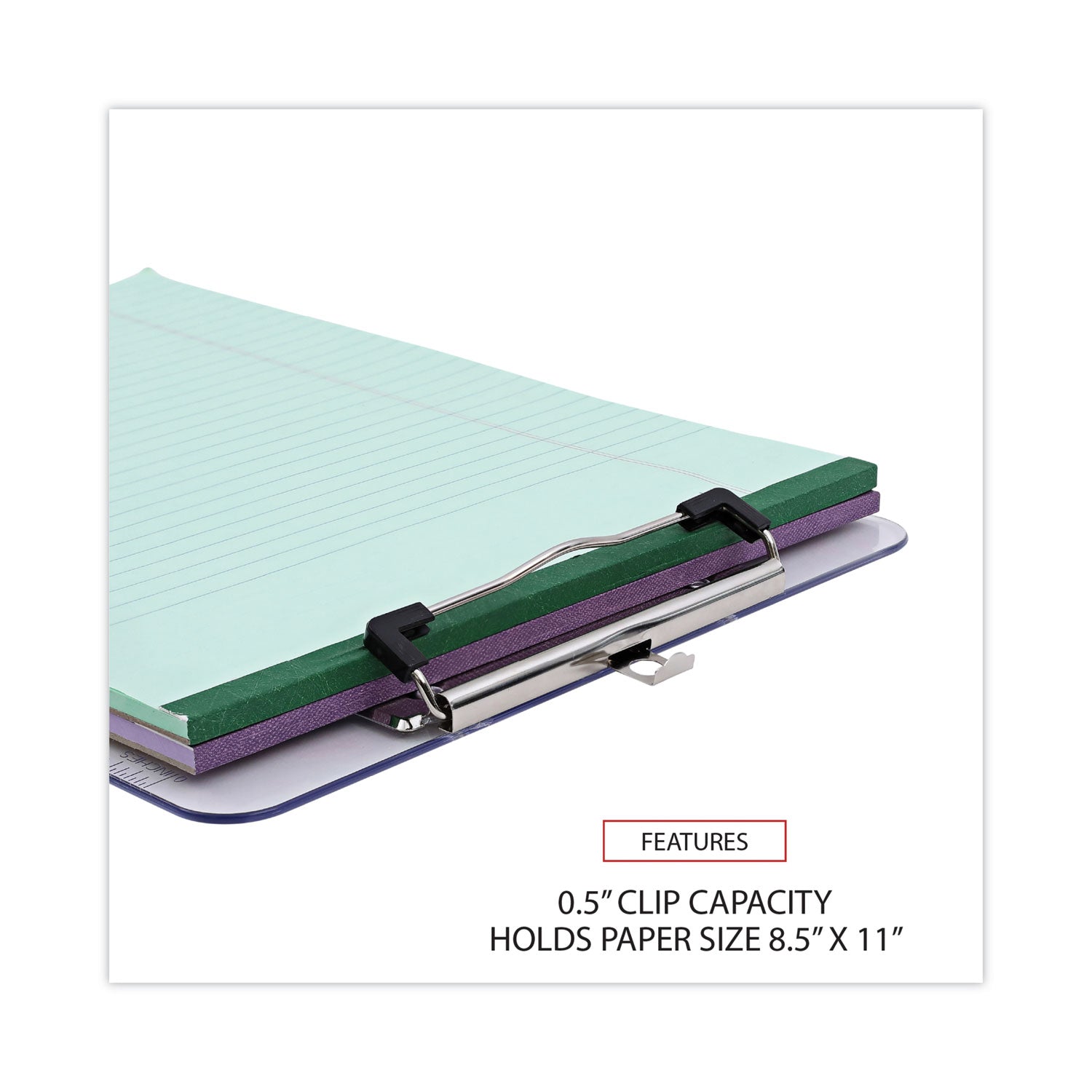 Universal Plastic Clipboard with Low Profile Clip, 0.5" Clip Capacity, Holds 8.5 x 11 Sheets, Clear (40310)